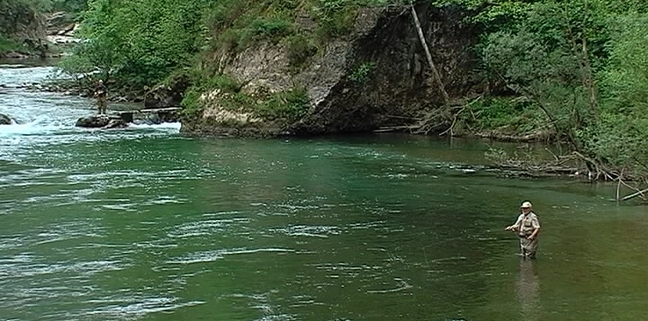 La pesca del salmón en el río Sella, Asturias