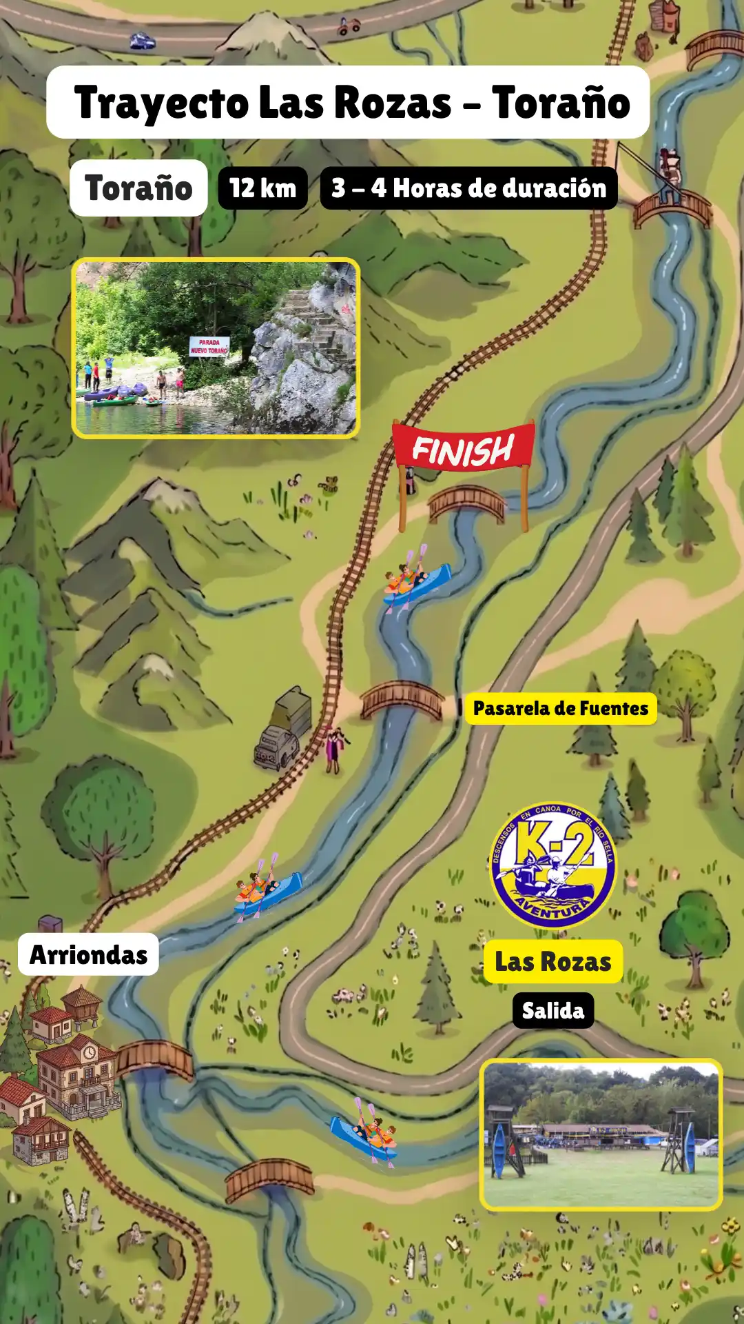 K2 Aventura - Descenso del Sella en Canoa Recorrido de 12km del Descenso del Sella desde Las Rozas hasta Toraño